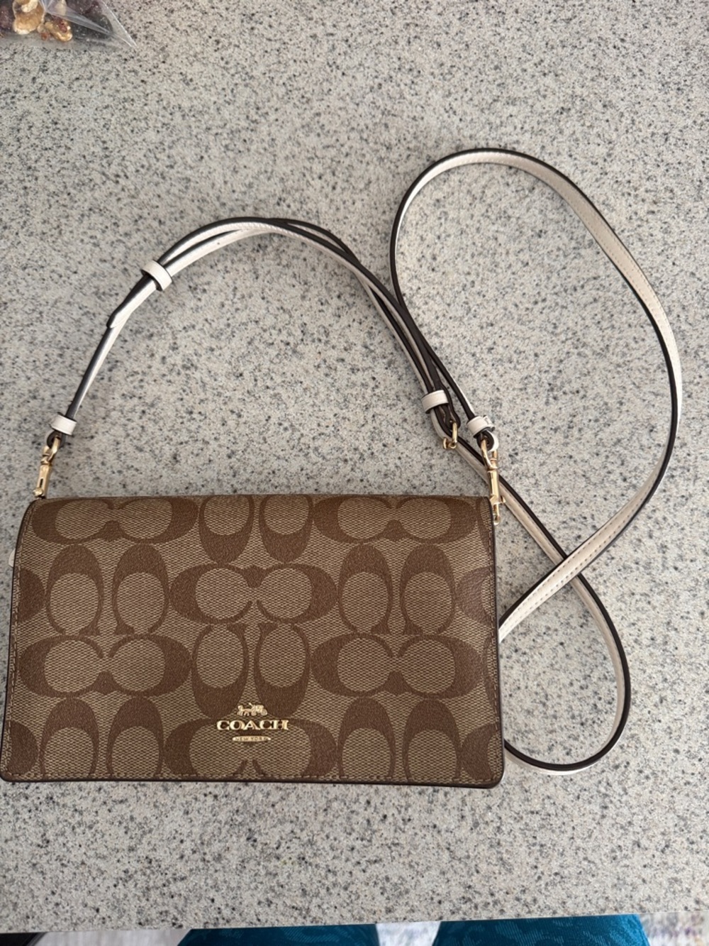 Coach Brown Signature Canvas Crossbody with Gold Logo